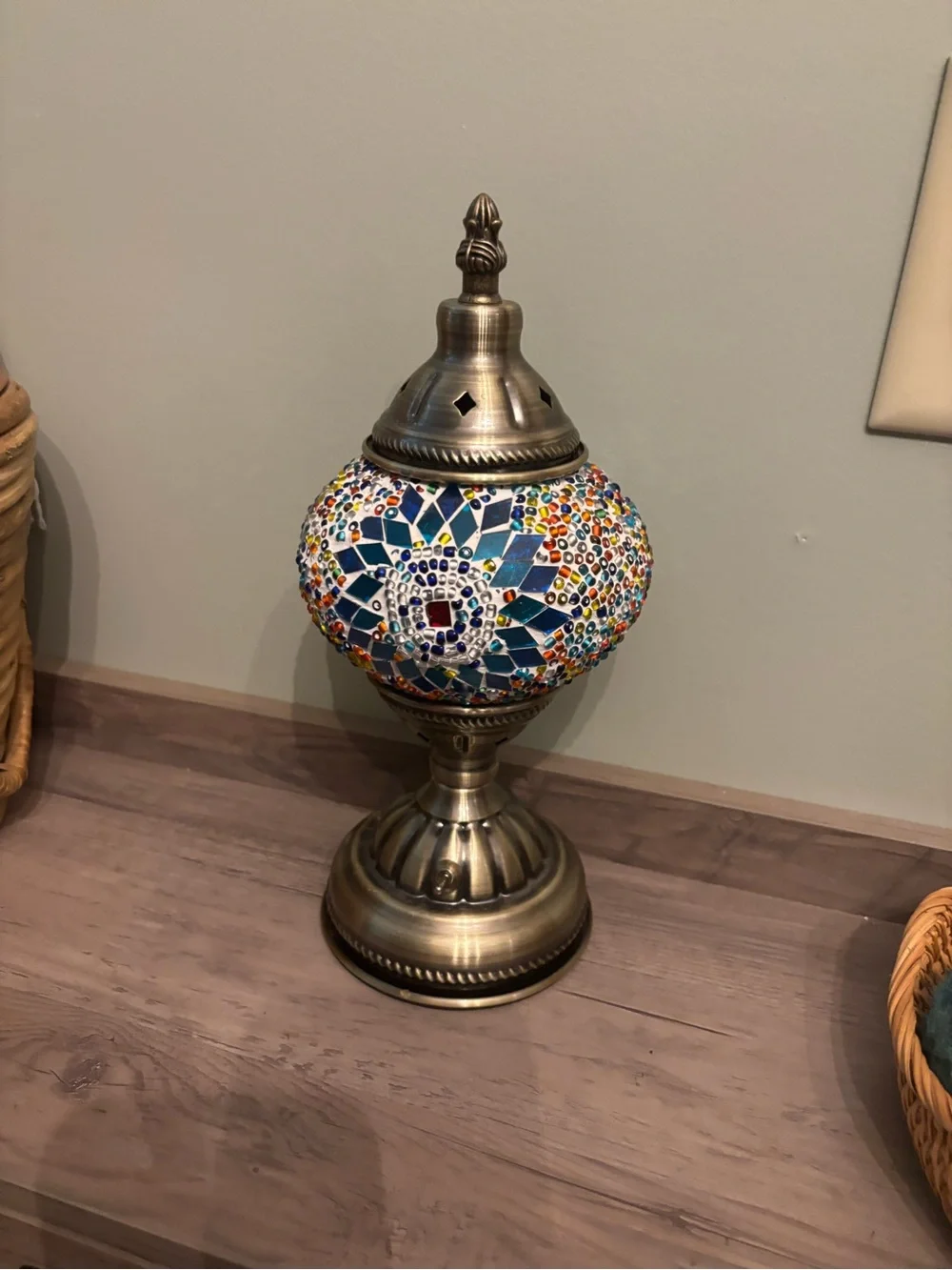 Mosaic Glass Table Lamp - Blue Multicolor